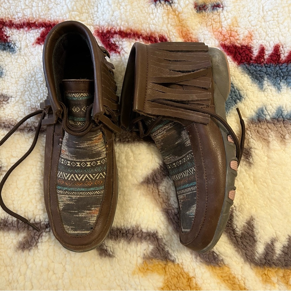Roper Leather Fringe Ankle Ankle Mocassins